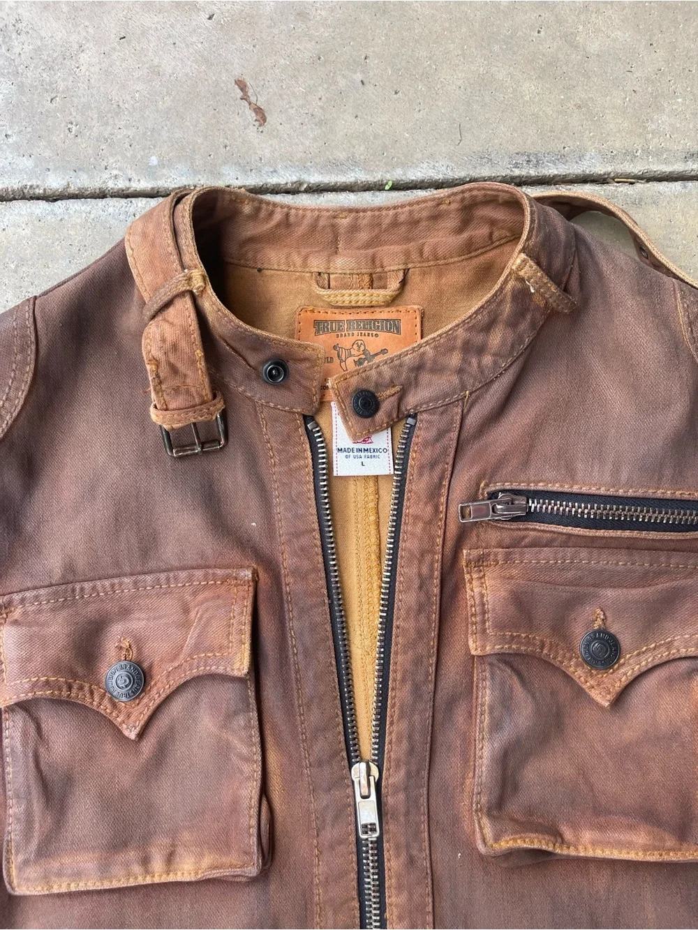 True Religion Chad Badlands Moto Jacket - Waxed Cotton Canvas